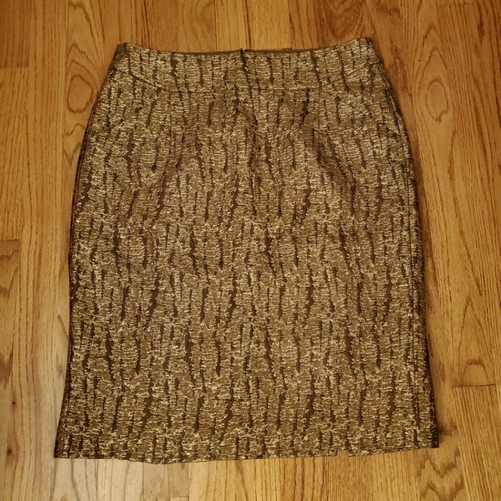 J. CREW | Gold Brocade Pencil Skirt